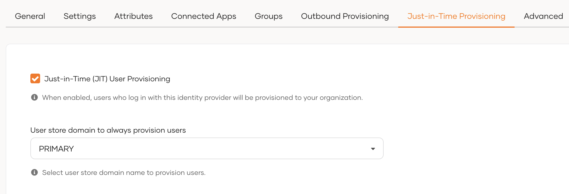 enable/disable JIT user provisioning