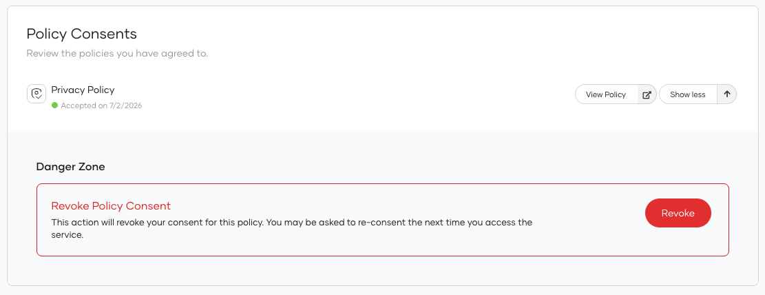 View policy consents