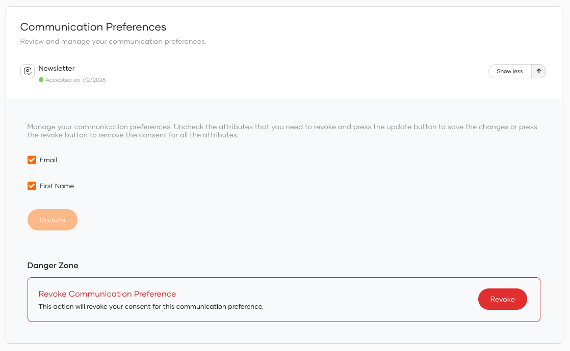 View communication preferences