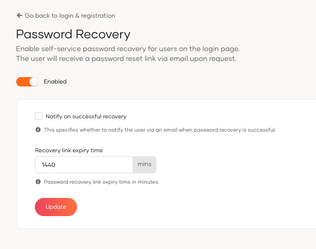 Password Recovery Configuration