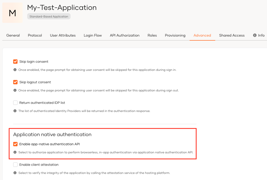 Enable app-native authentication