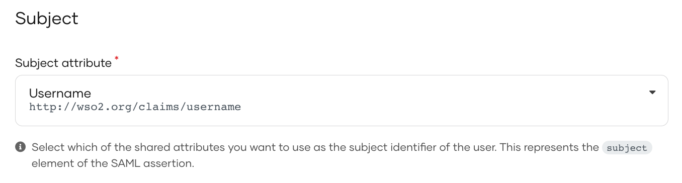 Select subject attribute in WSO2 Identity Server