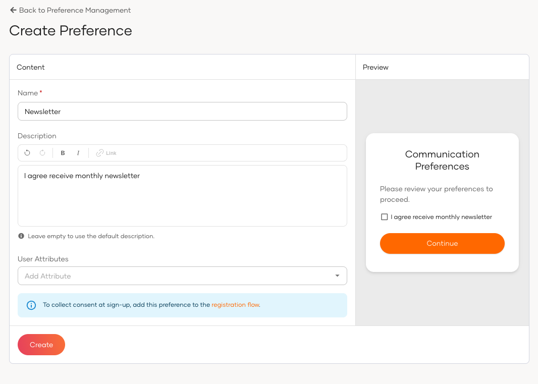 Create preference