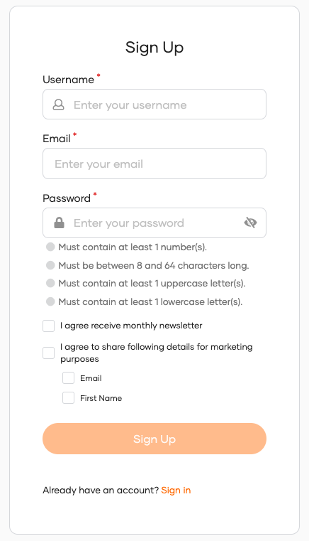Preference consent screen