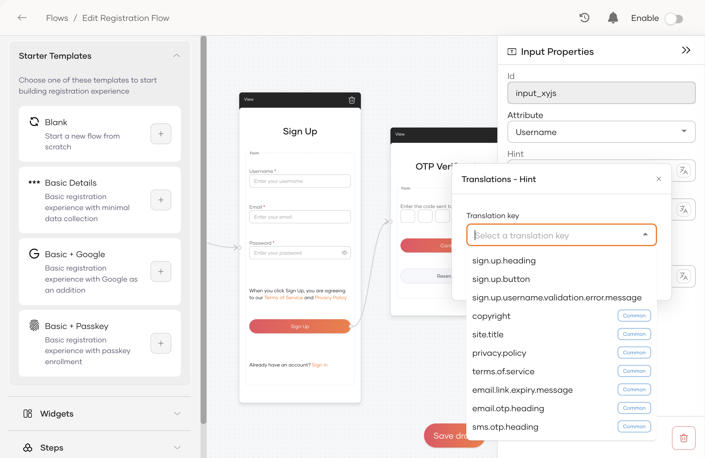 Select an existing translation key