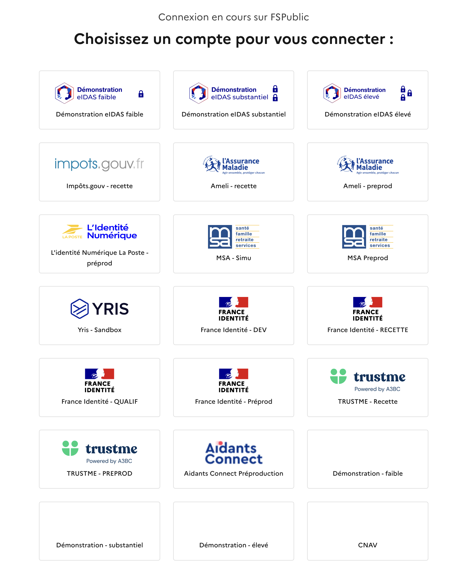 Login with FranceConnect IdPs