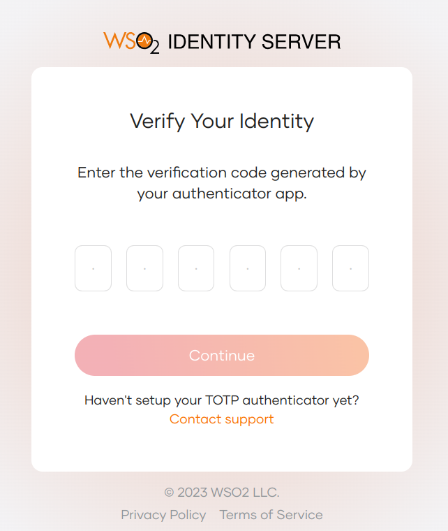 User enters OTP token in WSO2 Identity Server