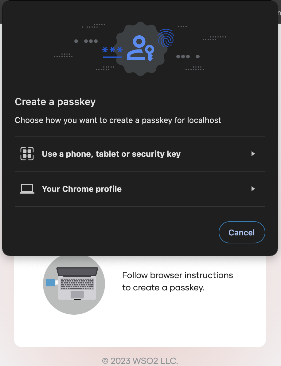 Create a passkey browser prompt in WSO2 Identity Server