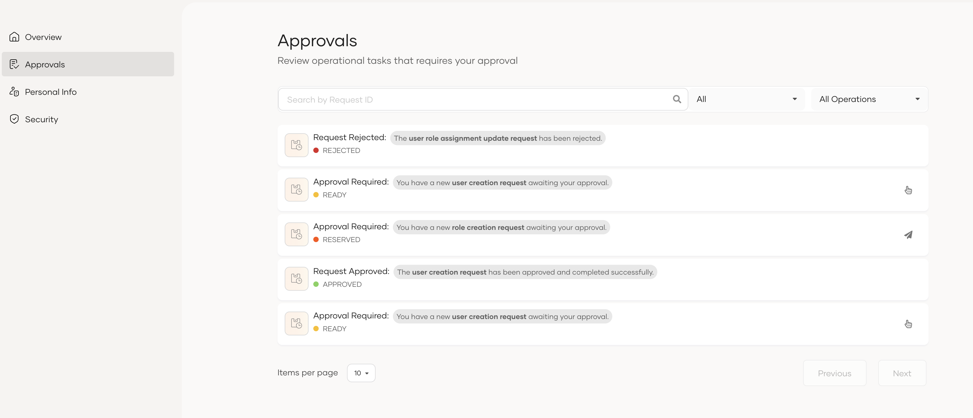 Workflow approval page